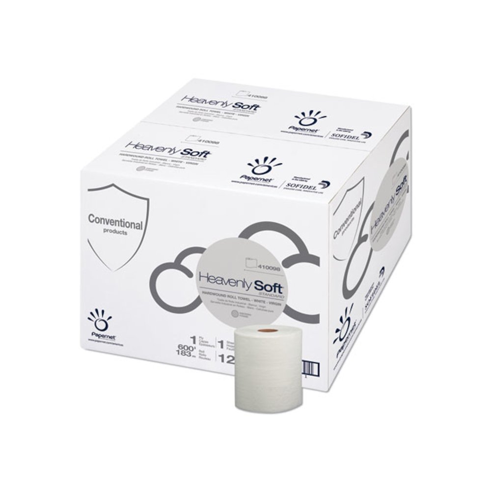 Heavenly Soft Standard Hardwound Roll Towel, 1-Ply, 7.8" x 600 ft, White, 12 Rolls/Carton. Picture 1