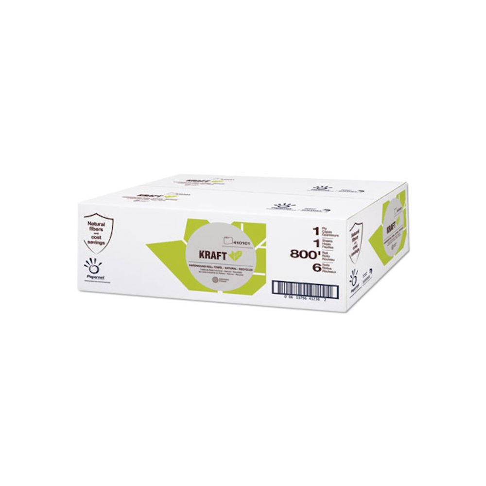 Kraft Tech Hardwound Paper Towel, Kraft, 1-Ply, 7.8" x 800 ft, Brown, 6 Rolls/Carton. Picture 1