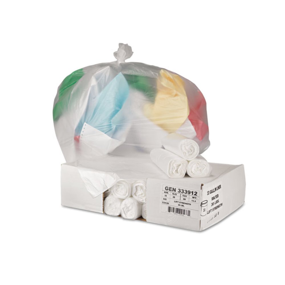 High-Density Can Liners, 33 gal, 9 mic, 33" x 39", Natural, Perforated Roll, 25 Bags/Roll, 20 Rolls/Carton. Picture 5
