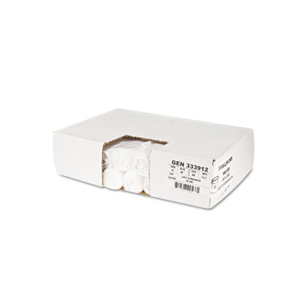 High-Density Can Liners, 33 gal, 9 mic, 33" x 39", Natural, Perforated Roll, 25 Bags/Roll, 20 Rolls/Carton. Picture 9