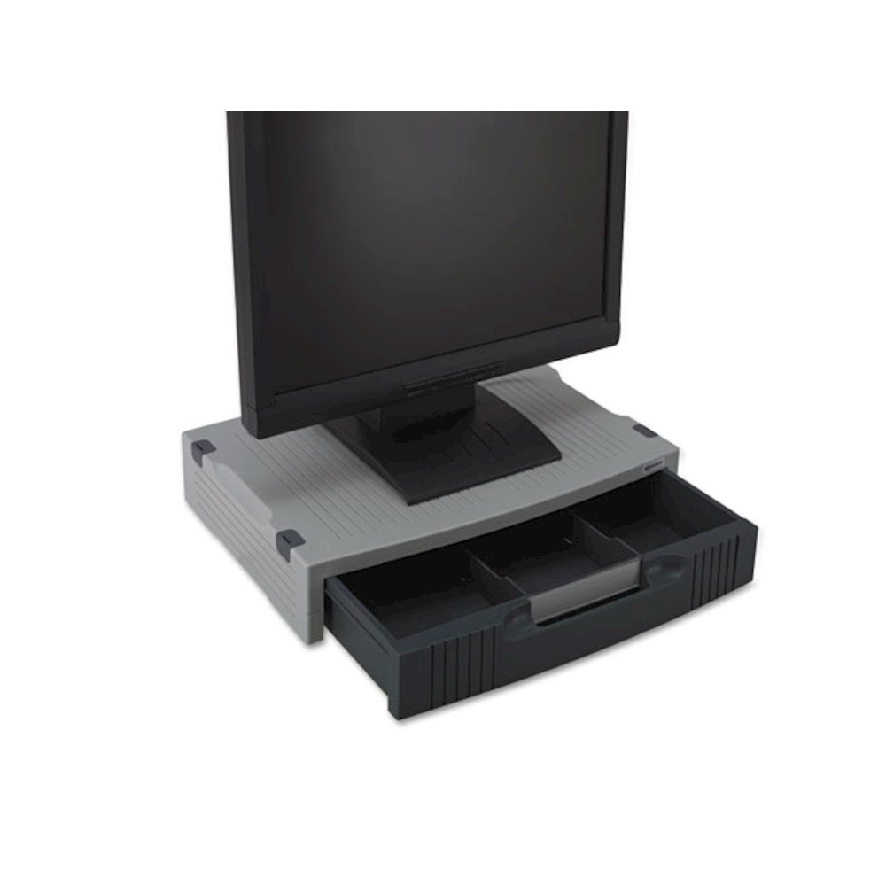Basic LCD Monitor/Printer Stand, 15" x 11" x 3", Charcoal Gray/Light Gray. Picture 4