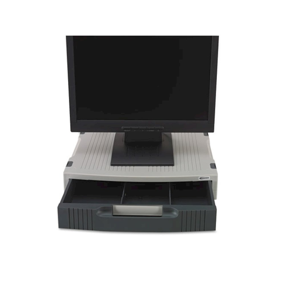 Basic LCD Monitor/Printer Stand, 15" x 11" x 3", Charcoal Gray/Light Gray. Picture 5
