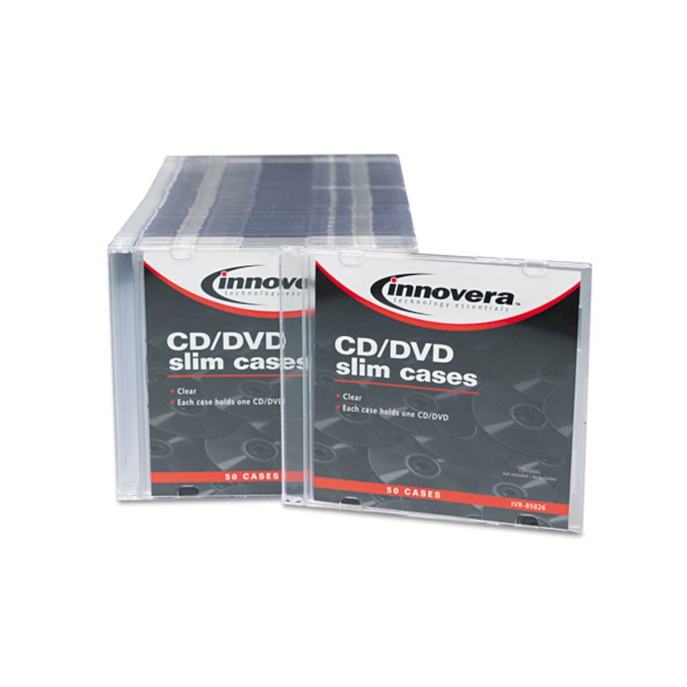 CD/DVD Slim Jewel Cases, Clear/Black, 50/Pack. Picture 2
