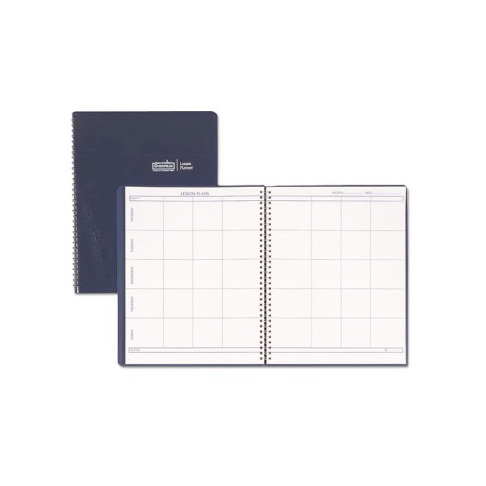 Recycled Lesson Plan Book, Weekly, 8 Classes, Blue Cover, 11 x 8.5 Sheets, 41-Week Span. Picture 1