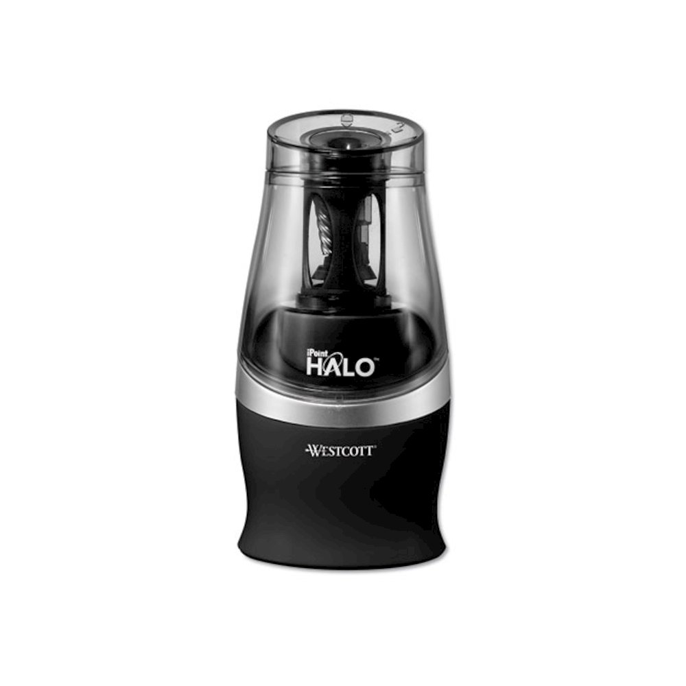 Halo Colored Pencil Non-Stick Electric Sharpener, AC-Powered, 3.5 x 6.75, Black/Silver. Picture 1