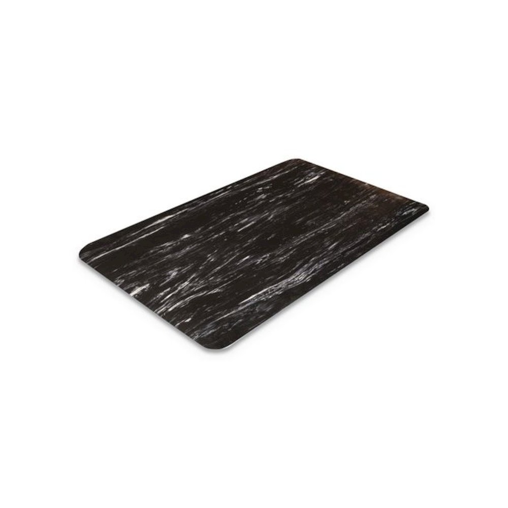 Cushion-Step Marbleized Rubber Mat, Rectangular, Black Smooth Surface, 36" x 60". Picture 1