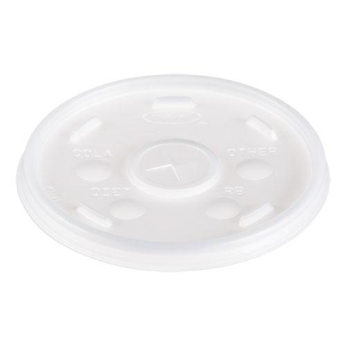 Plastic Lids, Straw-Slot Lid, Fits 12 oz to 24 oz Hot/Cold Foam Cups, Translucent, 100/Pack, 10 Packs/Carton. Picture 1