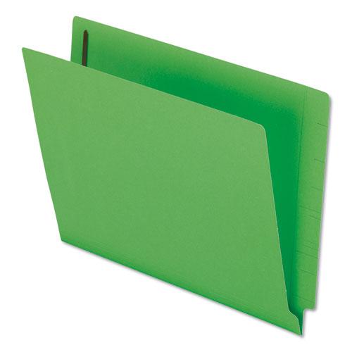 Colored Reinforced End Tab Fastener Folders, 0.75" Expansion, 2 Fasteners, Letter Size, Green Exterior, 50/Box. Picture 1