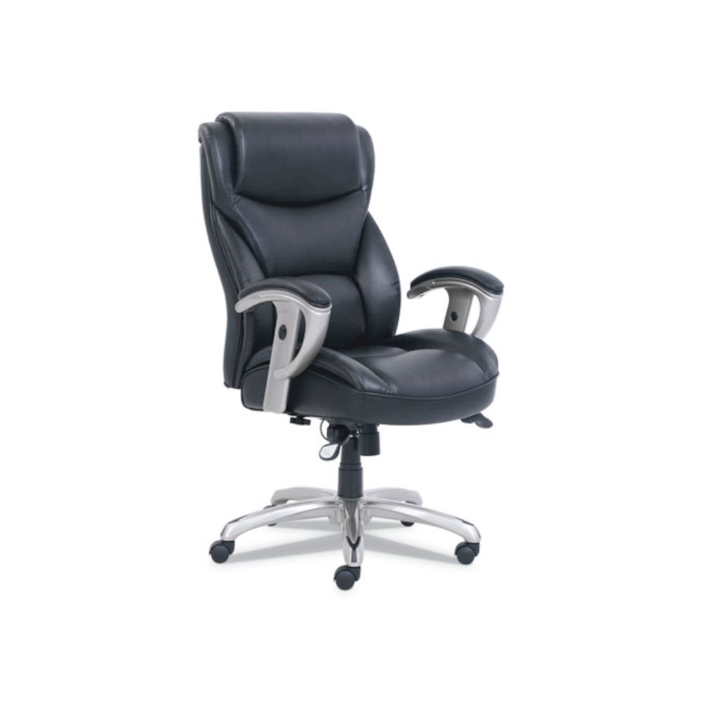 Emerson Big and Tall Task Chair, Supports Up to 400 lb, 19.5" to 22.5" Seat Height, Black Seat/Back, Silver Base. Picture 1