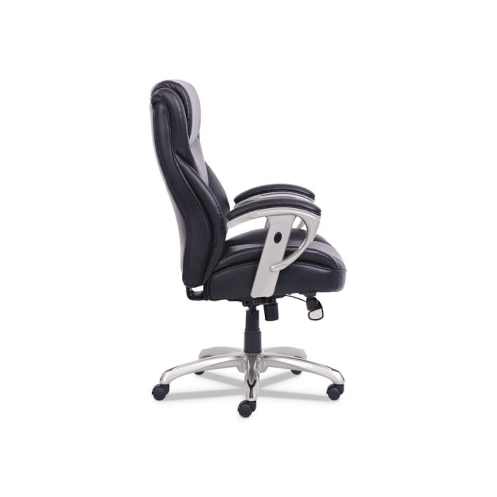 Emerson Big and Tall Task Chair, Supports Up to 400 lb, 19.5" to 22.5" Seat Height, Black Seat/Back, Silver Base. Picture 3