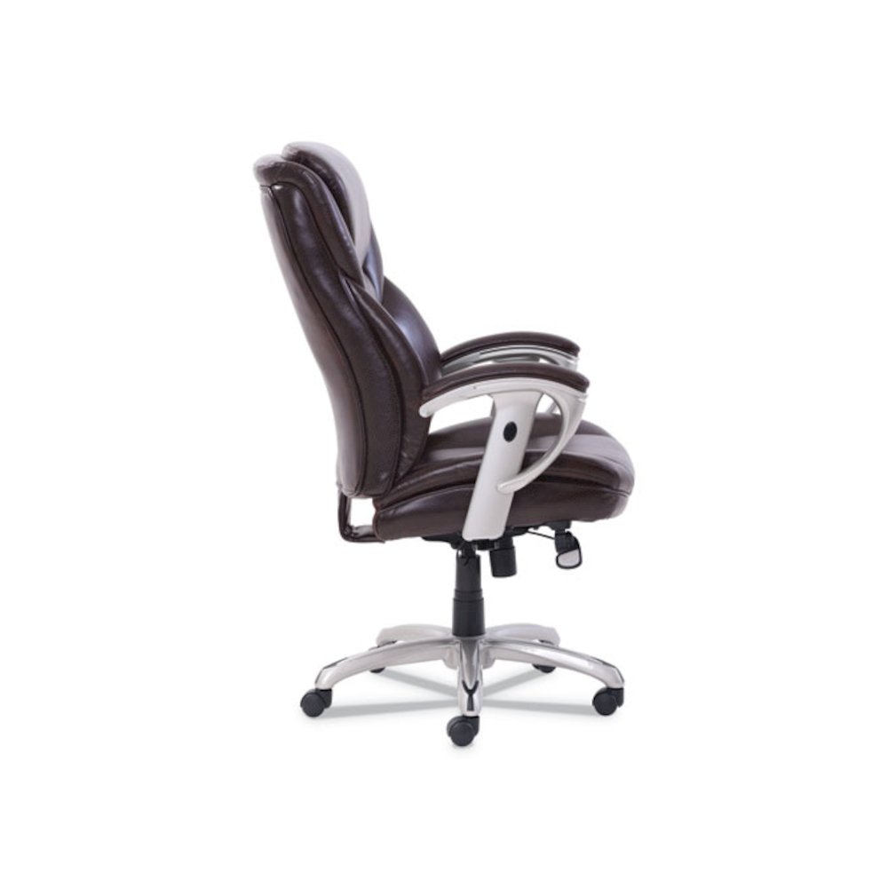 Emerson Executive Task Chair, Supports Up to 300 lb, 19" to 22" Seat Height, Brown Seat/Back, Silver Base. Picture 3