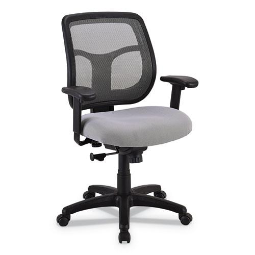 Apollo Mid-Back Mesh Chair, 18.1" to 21.7" Seat Height, Silver Seat, Silver Back, Black Base. Picture 1