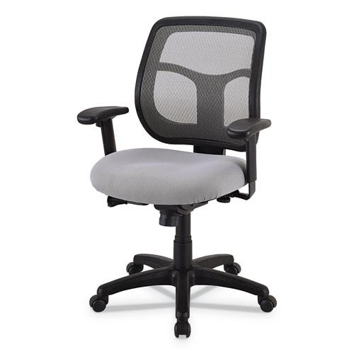 Apollo Mid-Back Mesh Chair, 18.1" to 21.7" Seat Height, Silver Seat, Silver Back, Black Base. Picture 2