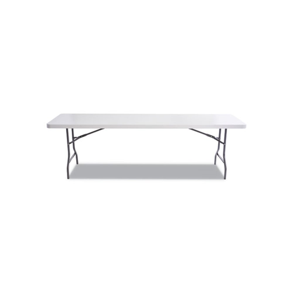Resin Rectangular Folding Table, Square Edge, 96w x 30d x 29h, Platinum. Picture 2