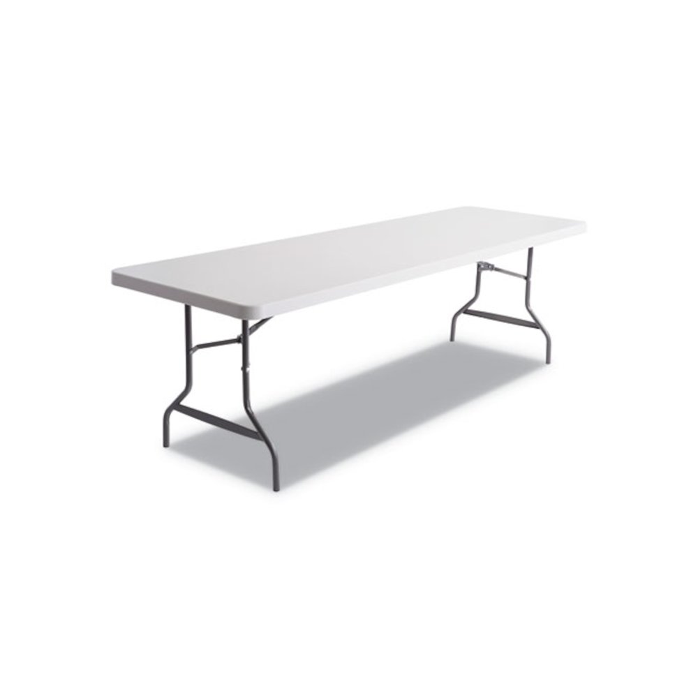 Resin Rectangular Folding Table, Square Edge, 96w x 30d x 29h, Platinum. Picture 1