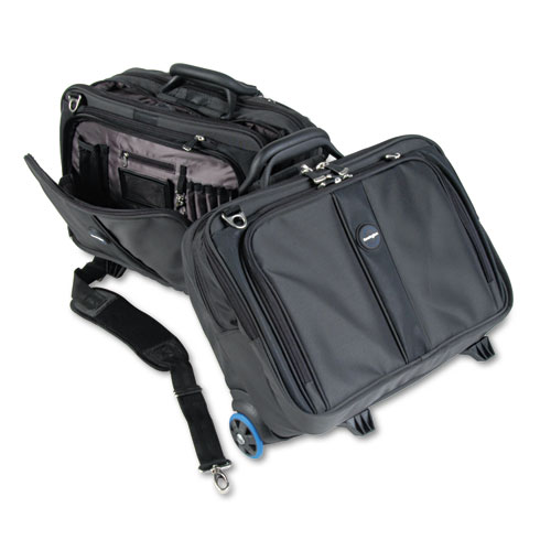 Contour Rolling Laptop Case, Fits Devices Up to 17", Ballistic Nylon, 17.5 x 9.5 x 13, Black. Picture 2