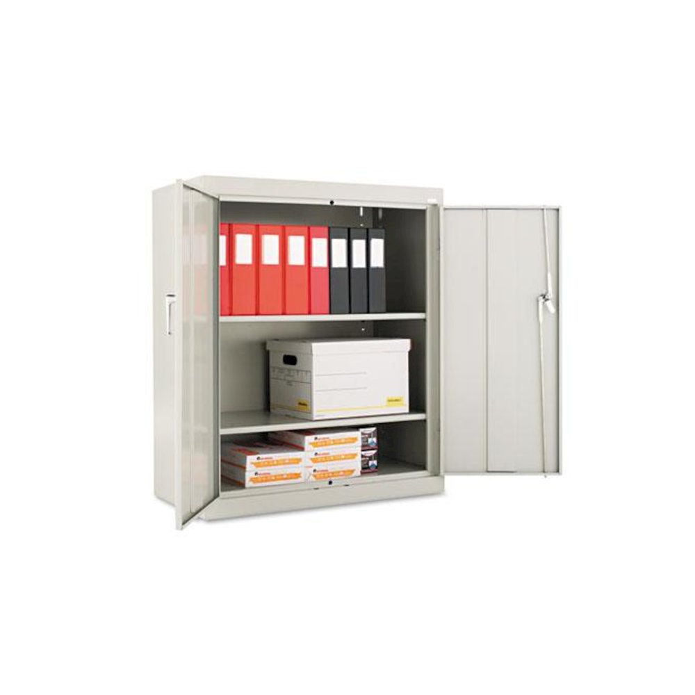 Assembled 42" High Heavy-Duty Welded Storage Cabinet, Two Adjustable Shelves, 36w x 18d, Light Gray. Picture 1