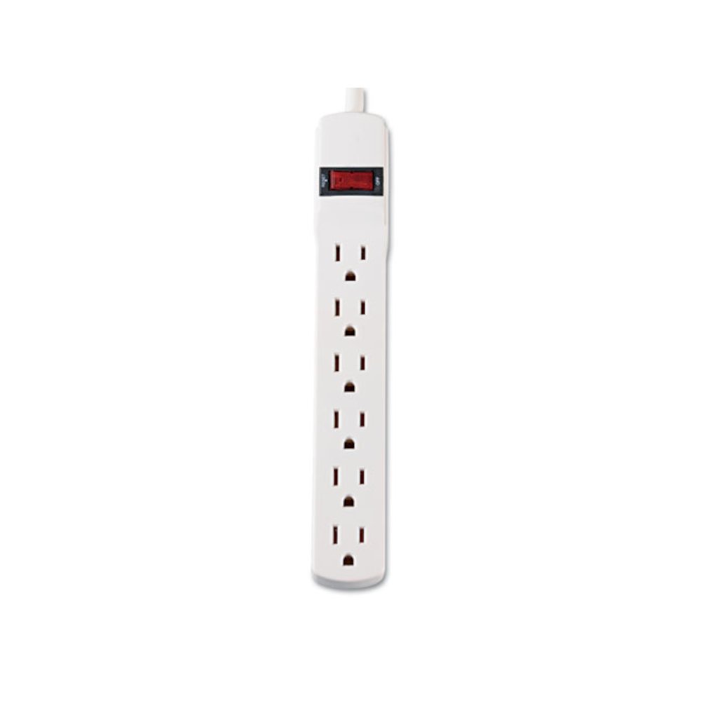 Power Strip, 6 Outlets, 15 ft Cord, Ivory. Picture 2