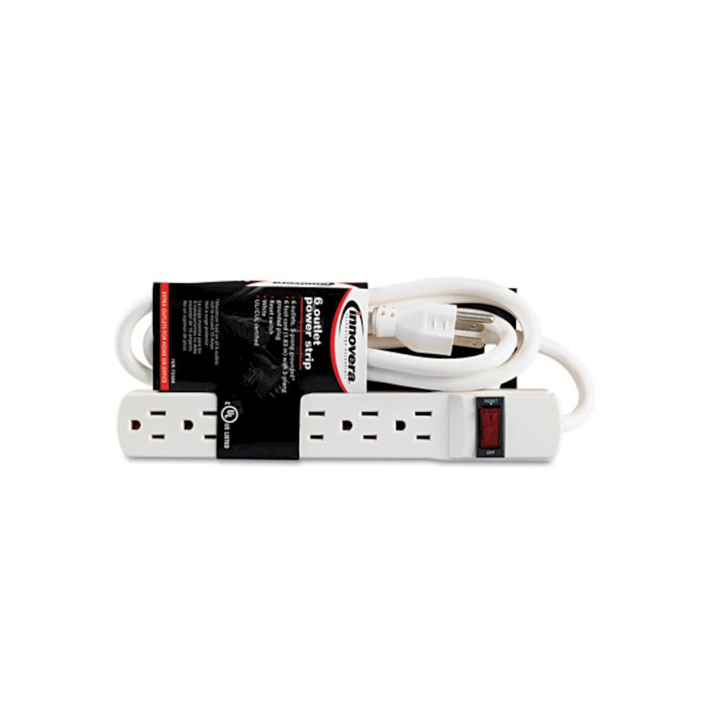 Power Strip, 6 Outlets, 6 ft Cord, Ivory. Picture 2