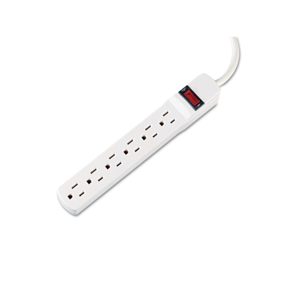 Power Strip, 6 Outlets, 6 ft Cord, Ivory. Picture 4