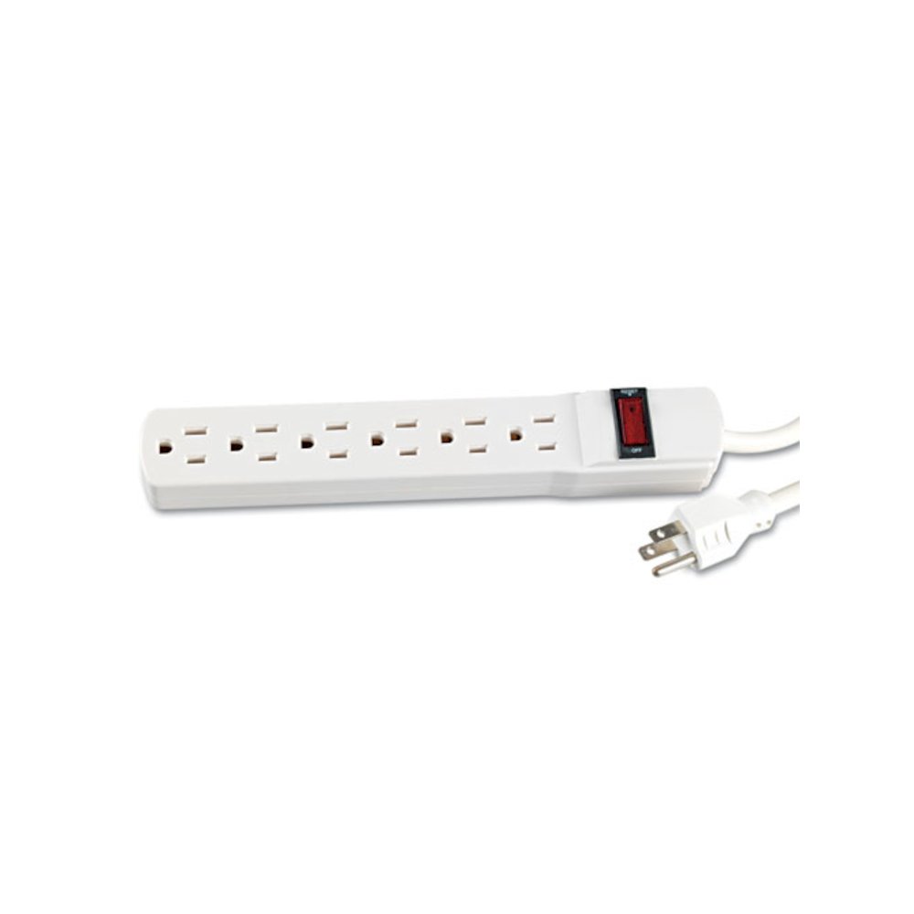 Power Strip, 6 Outlets, 6 ft Cord, Ivory. Picture 6