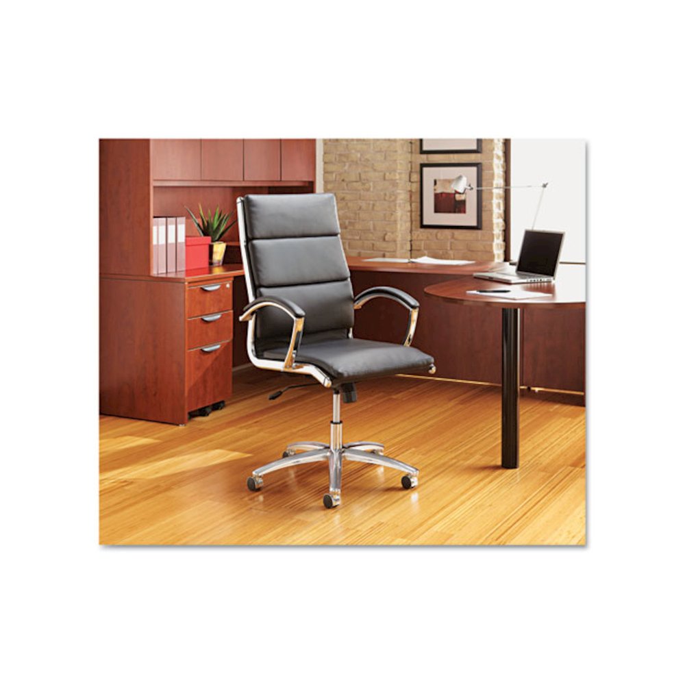Alera Neratoli High-Back Slim Profile Chair, Faux Leather, 275 lb Cap, 17.32" to 21.25" Seat Height, Black Seat/Back, Chrome. Picture 9