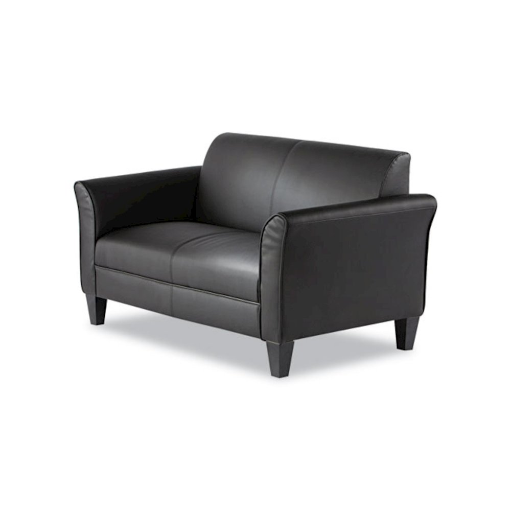 Alera Reception Lounge Sofa Series, Two-Cushion Loveseat, 55.5" x 31.5" x 33.07", Black. Picture 3