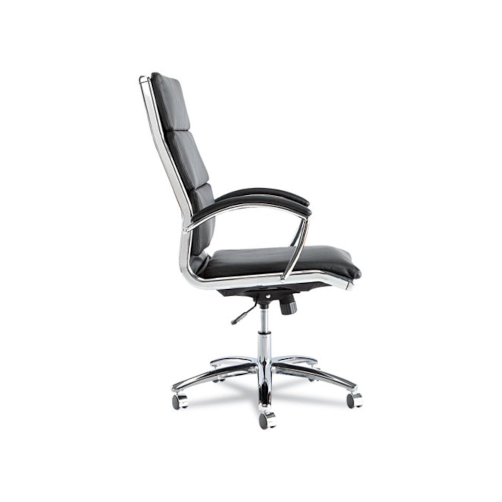 Alera Neratoli High-Back Slim Profile Chair, Faux Leather, 275 lb Cap, 17.32" to 21.25" Seat Height, Black Seat/Back, Chrome. Picture 3