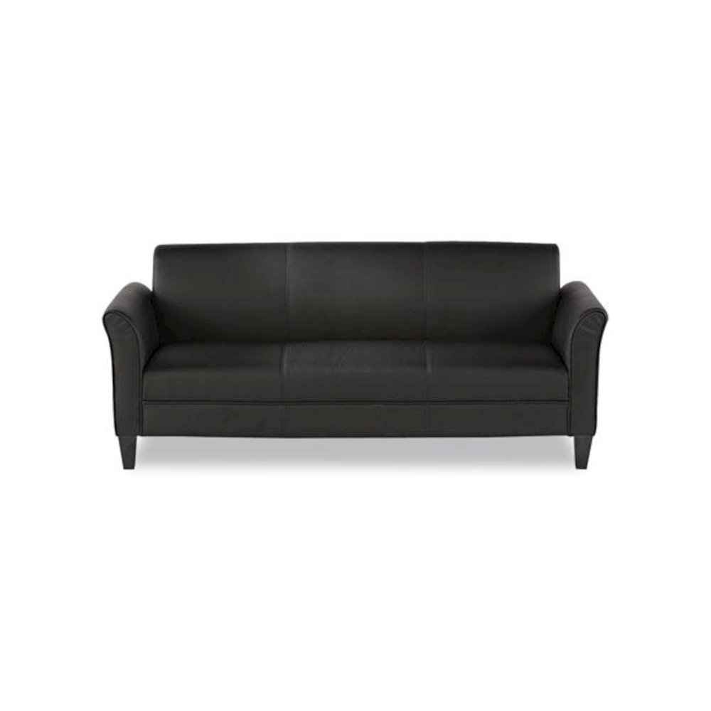 Alera Reception Lounge Sofa Series, Three-Cushion Sofa, 77" x 31.5" x 32", Black. Picture 1