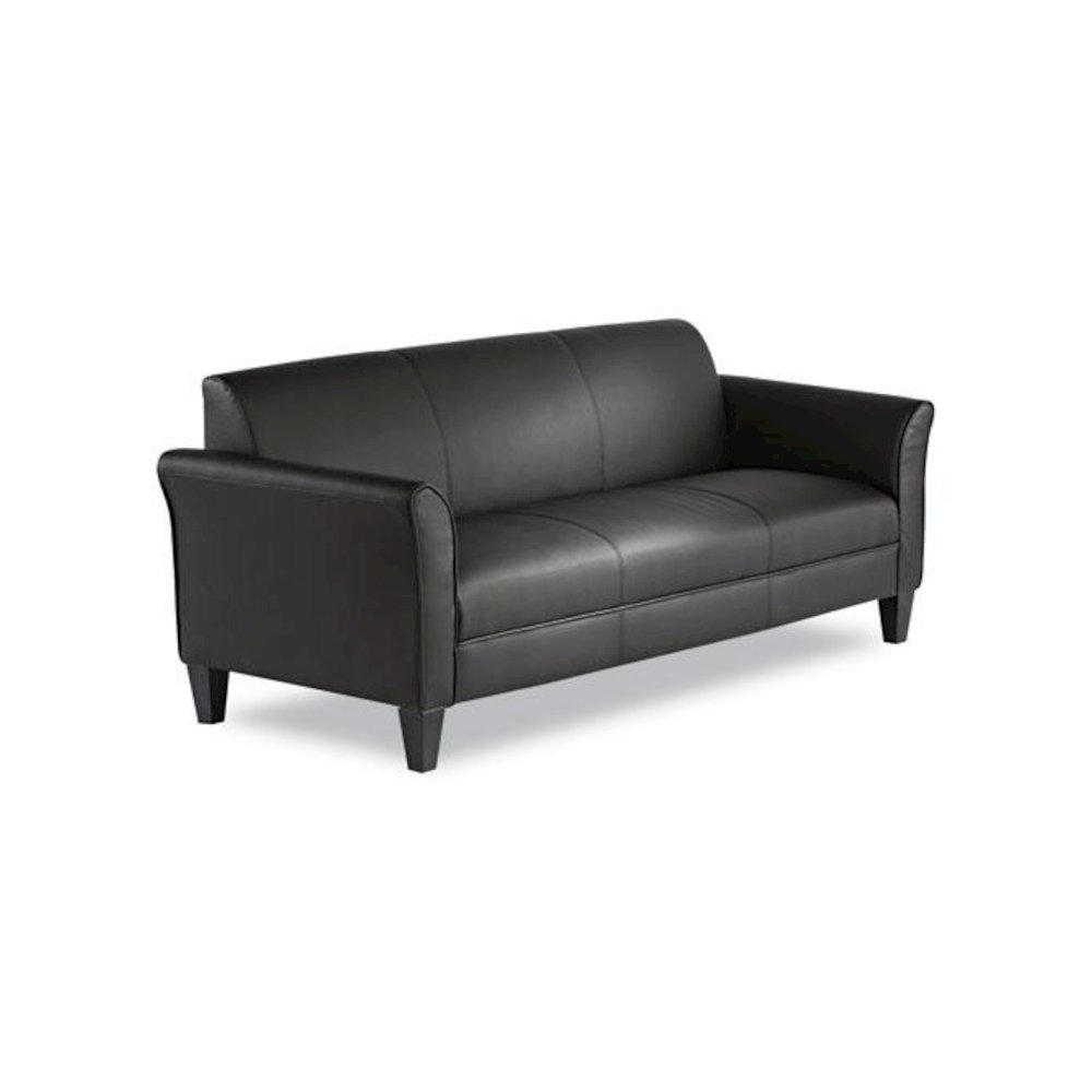 Alera Reception Lounge Sofa Series, Three-Cushion Sofa, 77" x 31.5" x 32", Black. Picture 2