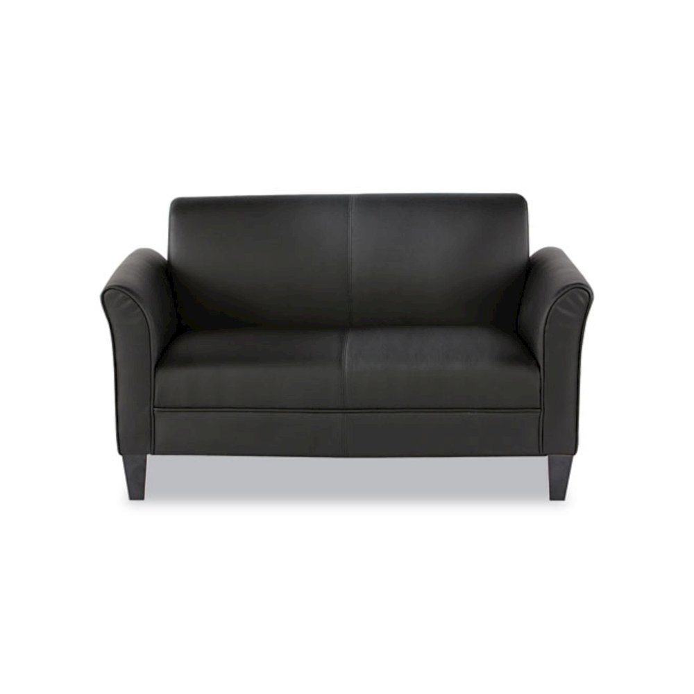 Alera Reception Lounge Sofa Series, Two-Cushion Loveseat, 55.5" x 31.5" x 33.07", Black. Picture 1