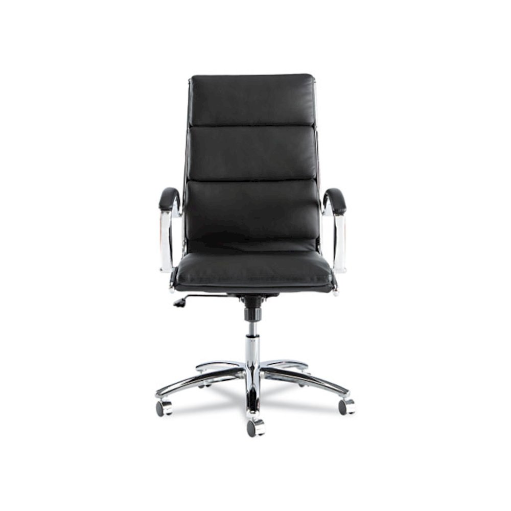 Alera Neratoli High-Back Slim Profile Chair, Faux Leather, 275 lb Cap, 17.32" to 21.25" Seat Height, Black Seat/Back, Chrome. Picture 7