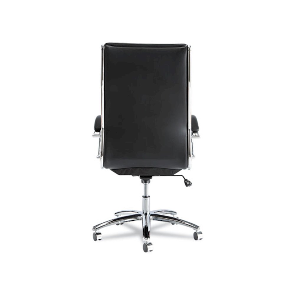 Alera Neratoli High-Back Slim Profile Chair, Faux Leather, 275 lb Cap, 17.32" to 21.25" Seat Height, Black Seat/Back, Chrome. Picture 5