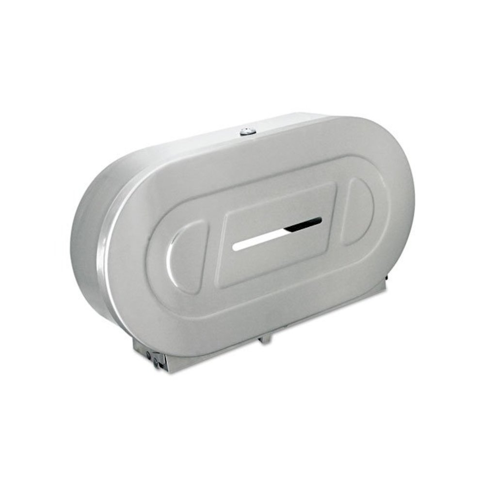 Stainless Steel Two-Roll Jumbo Toilet Tissue Dispenser, 20.81 x 5.31 x 11.38, Satin-Finish Stainless Steel. Picture 4