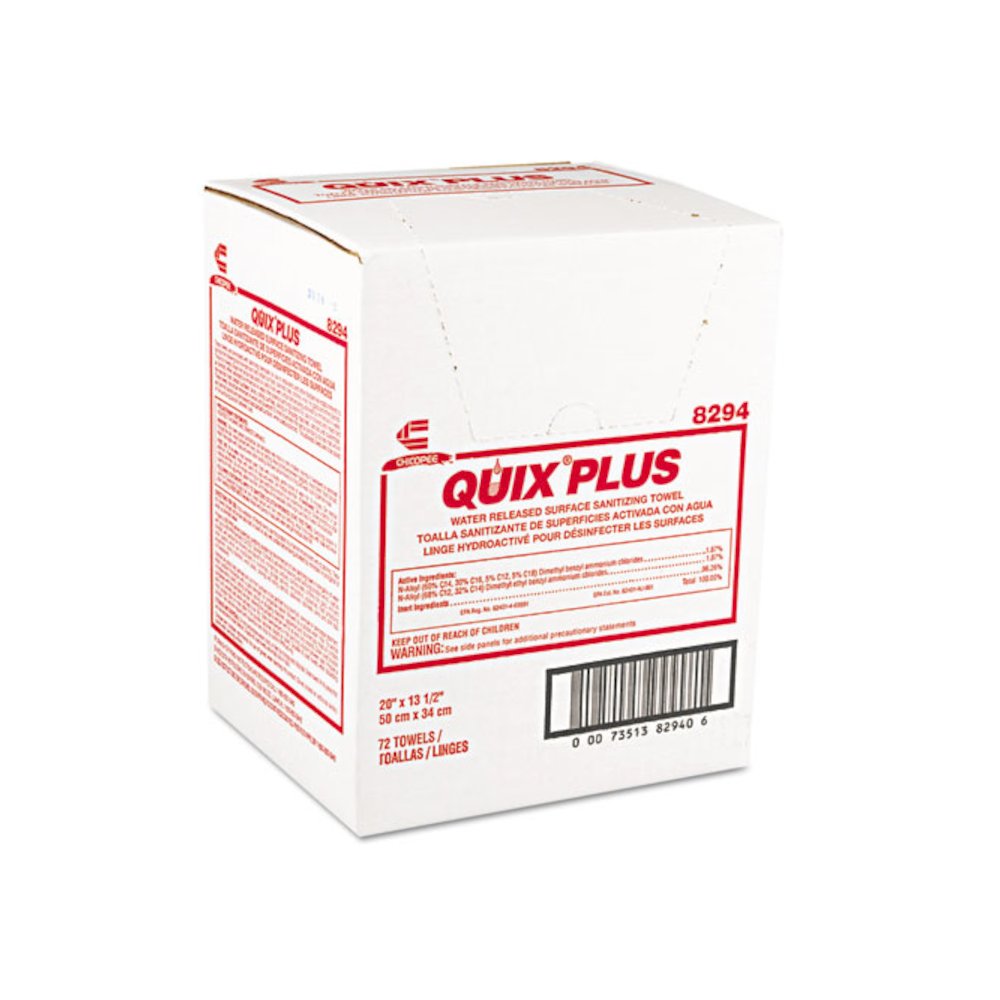 Quix Plus Cleaning and Sanitizing Towels, 13.5 x 20, Pink, 72/Carton. Picture 1