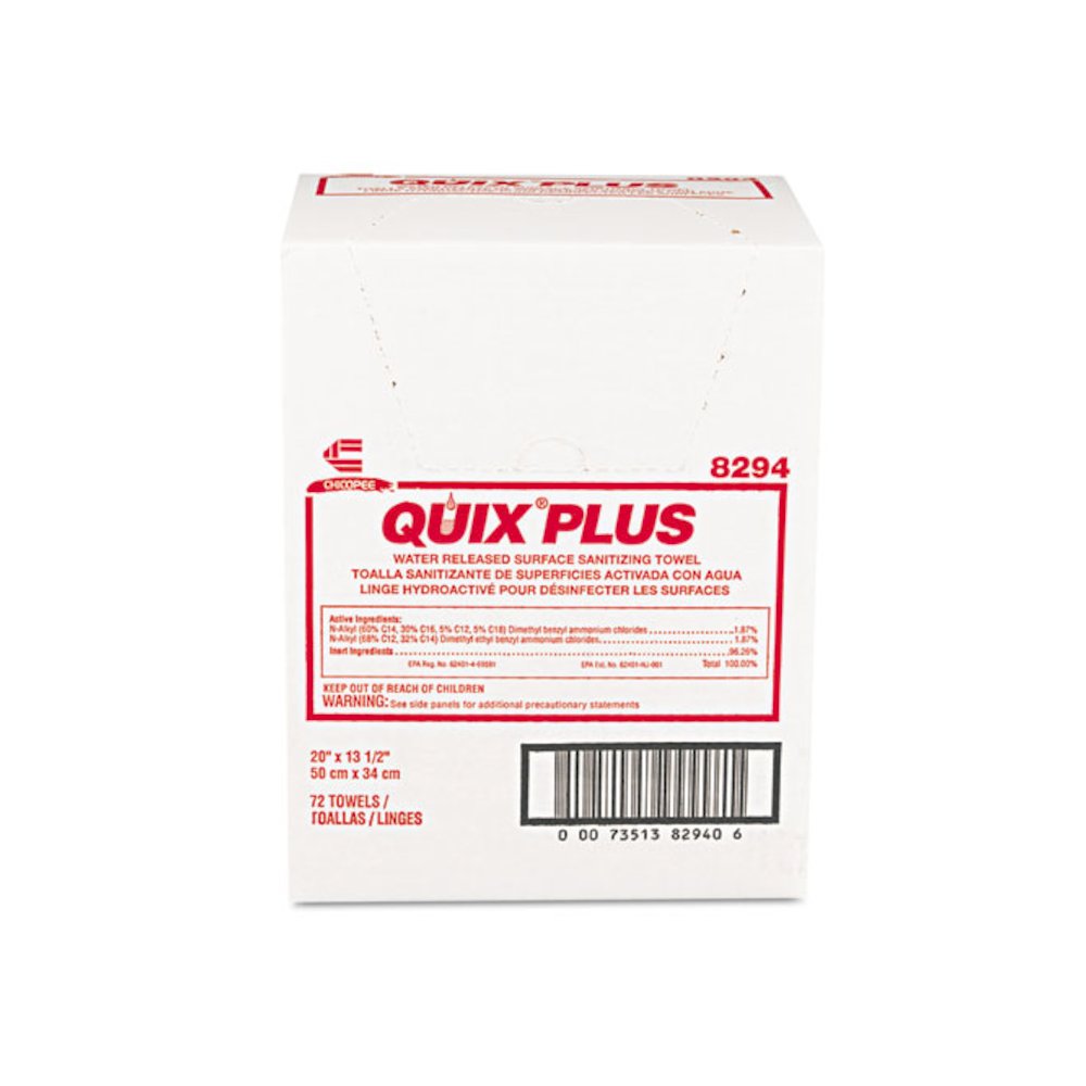 Quix Plus Cleaning and Sanitizing Towels, 13.5 x 20, Pink, 72/Carton. Picture 4