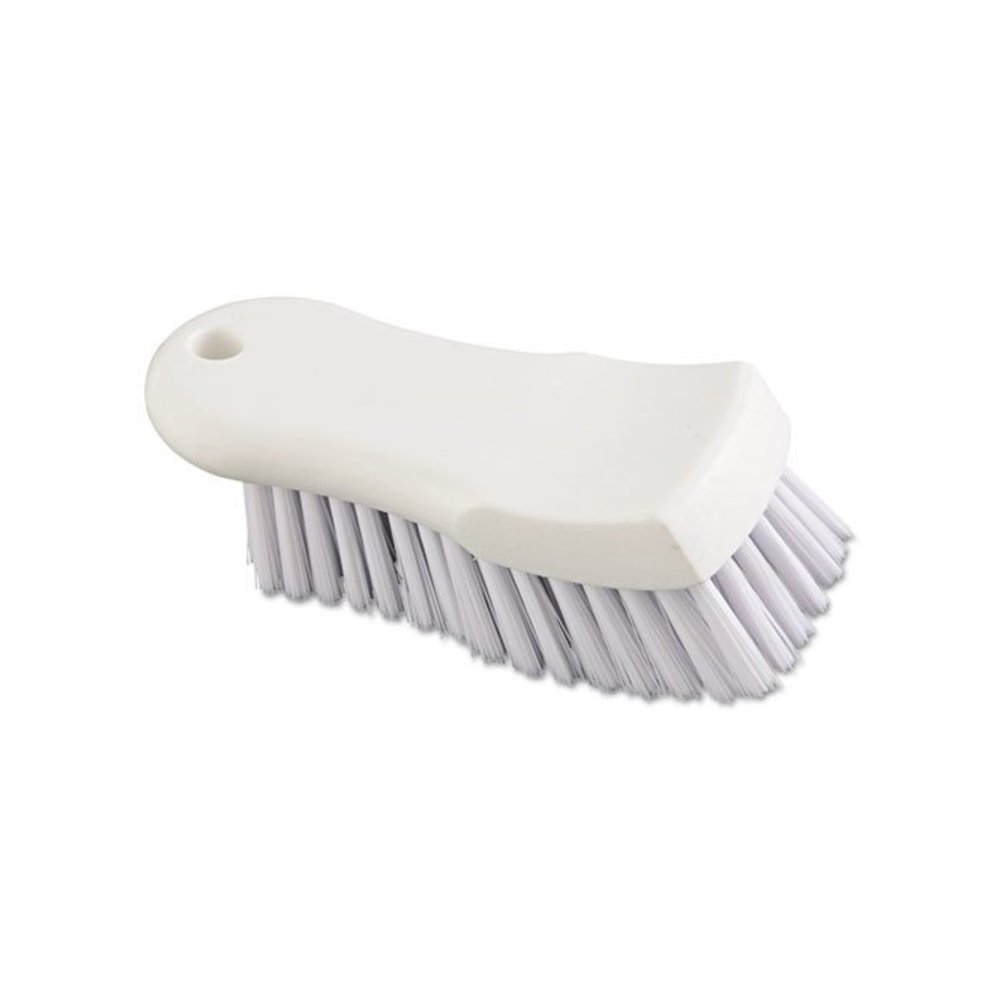 Scrub Brush, White Polypropylene Bristles, 6" Brush, 6" Handle. Picture 2