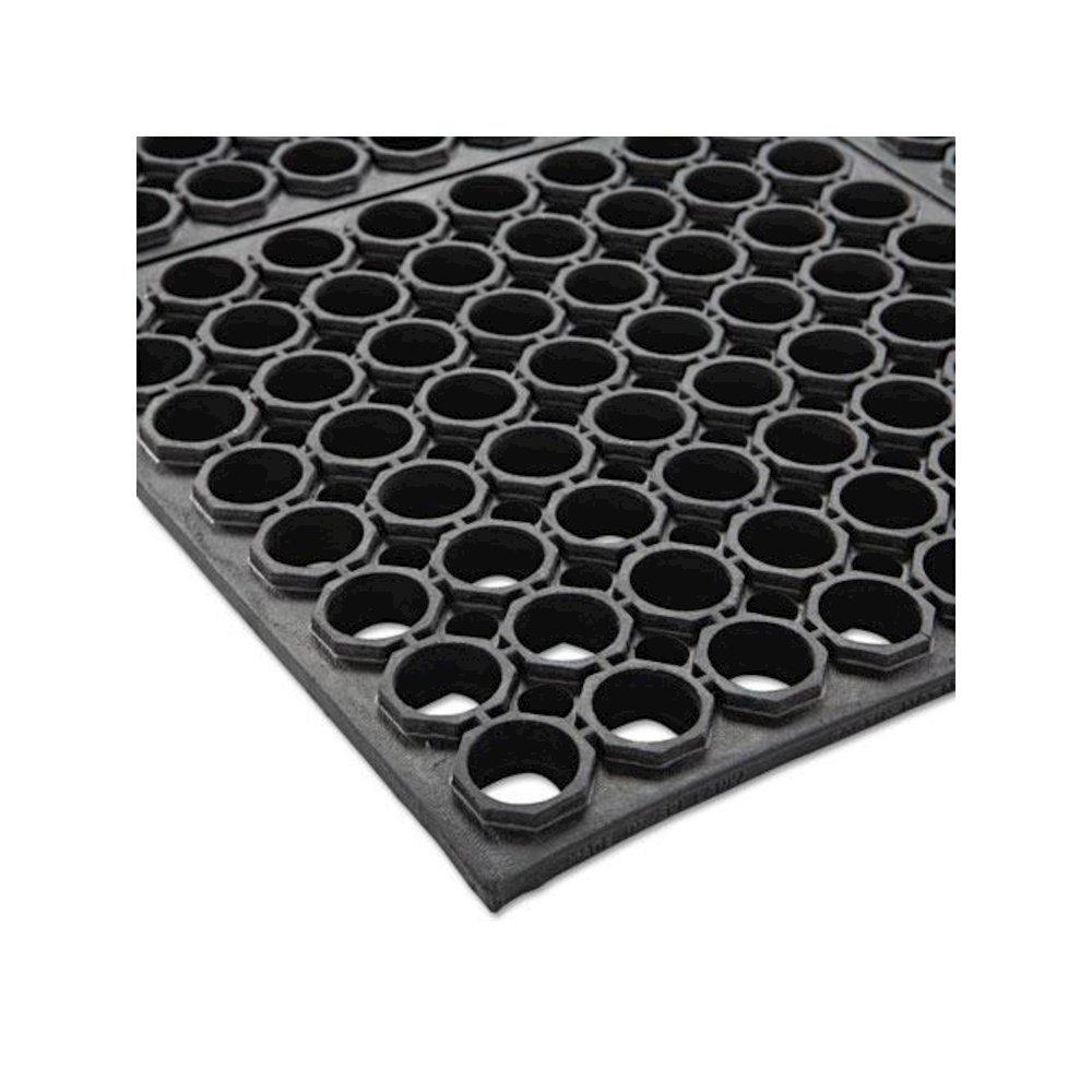 Safewalk Heavy-Duty Anti-Fatigue Drainage Mat, 0.88" Thick, 36" x 60", Black Raised Rib Perforated Surface. Picture 3