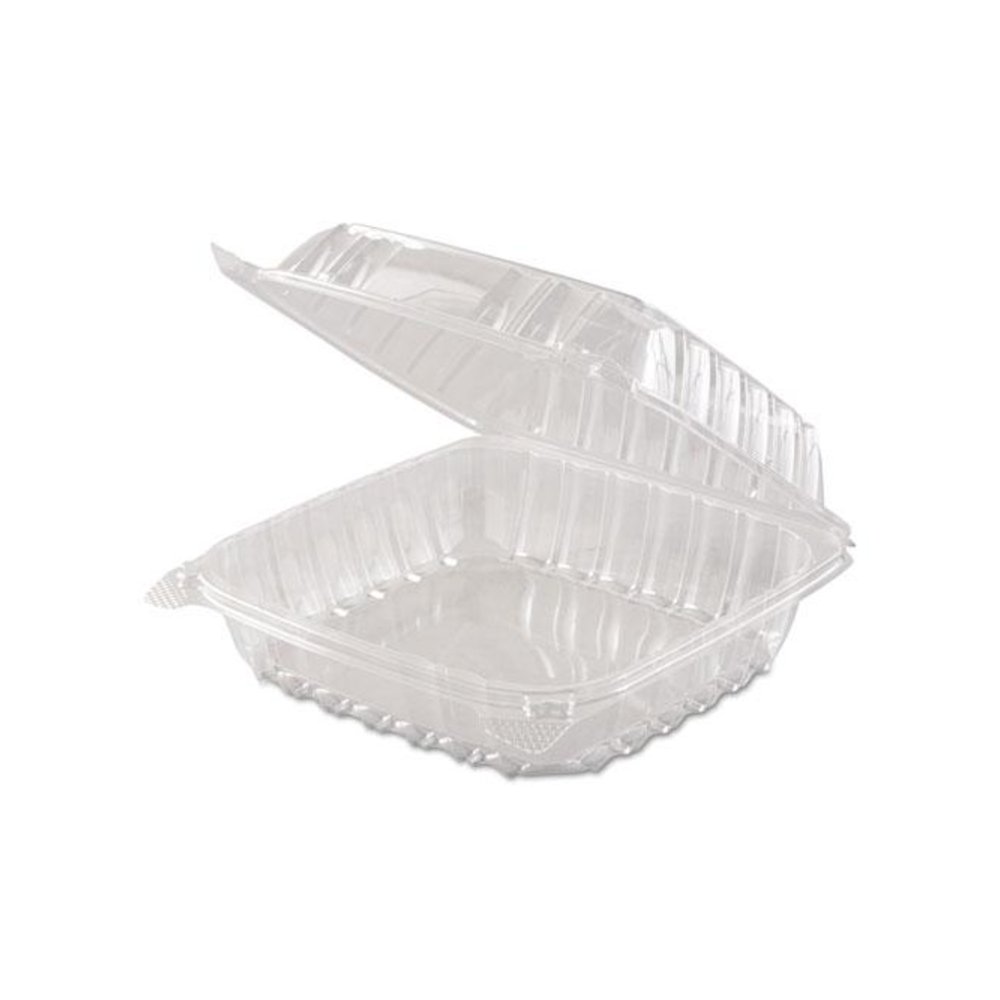 ClearSeal Hinged-Lid Plastic Containers, 8.3 x 8.3 x 3, Clear, Plastic, 250/Carton. Picture 2