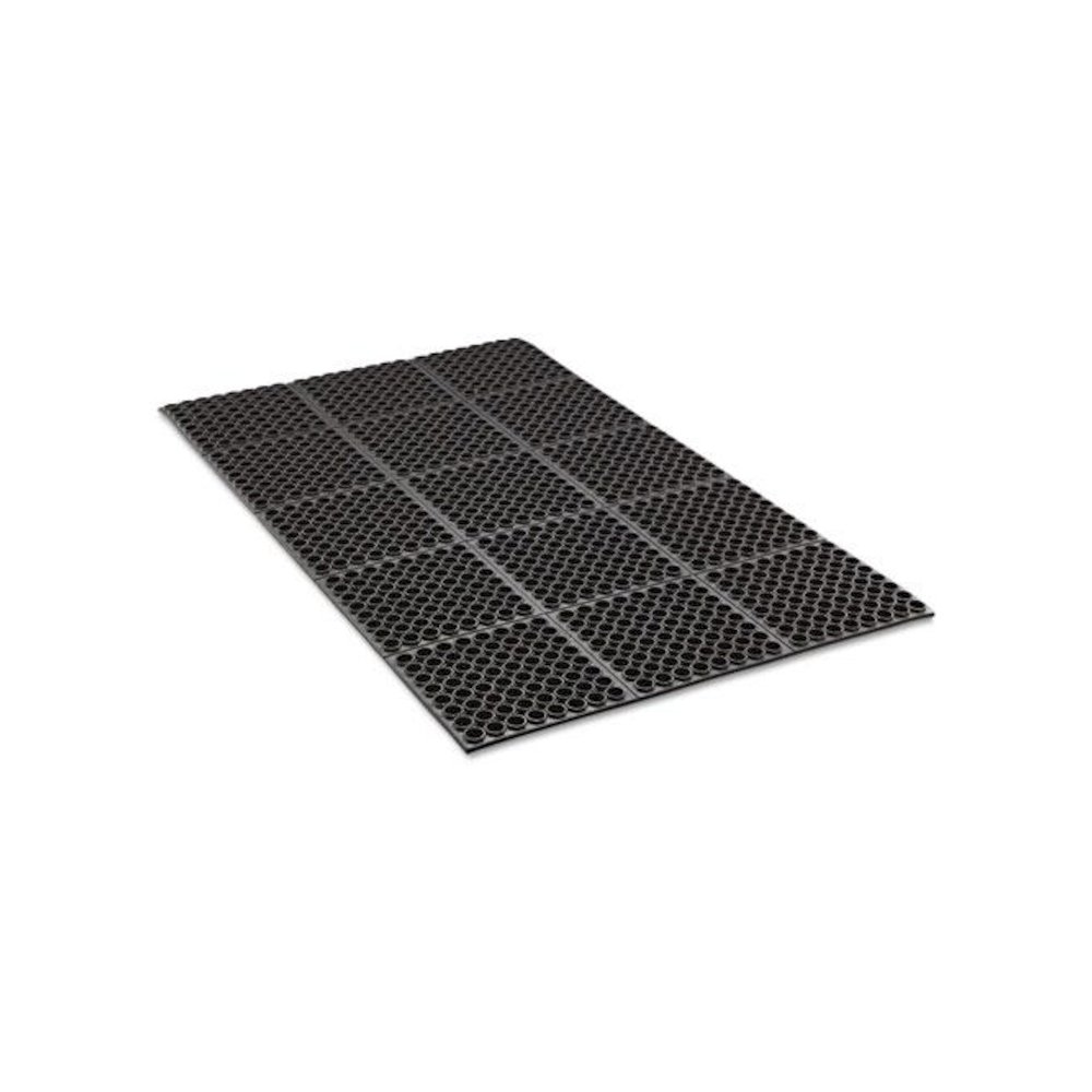 Safewalk Heavy-Duty Anti-Fatigue Drainage Mat, 0.88" Thick, 36" x 60", Black Raised Rib Perforated Surface. Picture 4
