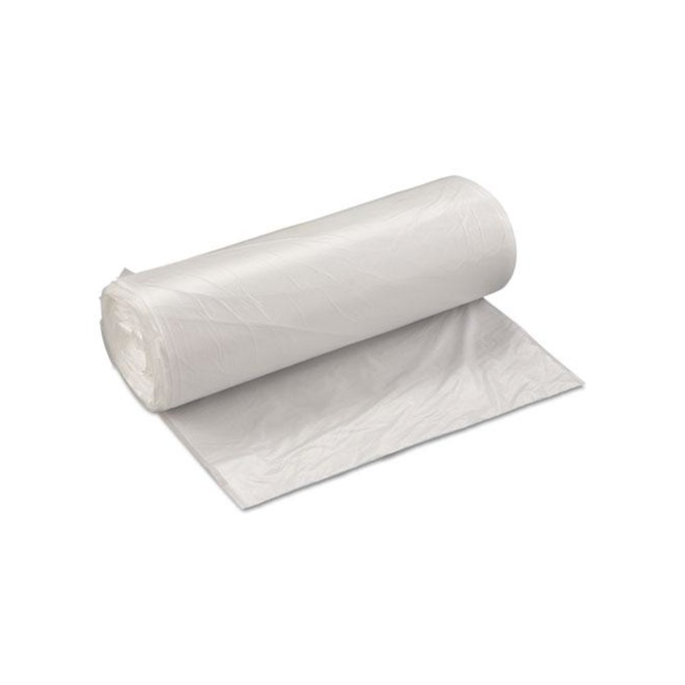 High-Density Commercial Can Liner Value Pack, 60 gal, 19 mic, 38" x 58", Clear, Interleaved Roll, 25 Bags/Roll, 6 Rolls/CT. Picture 1