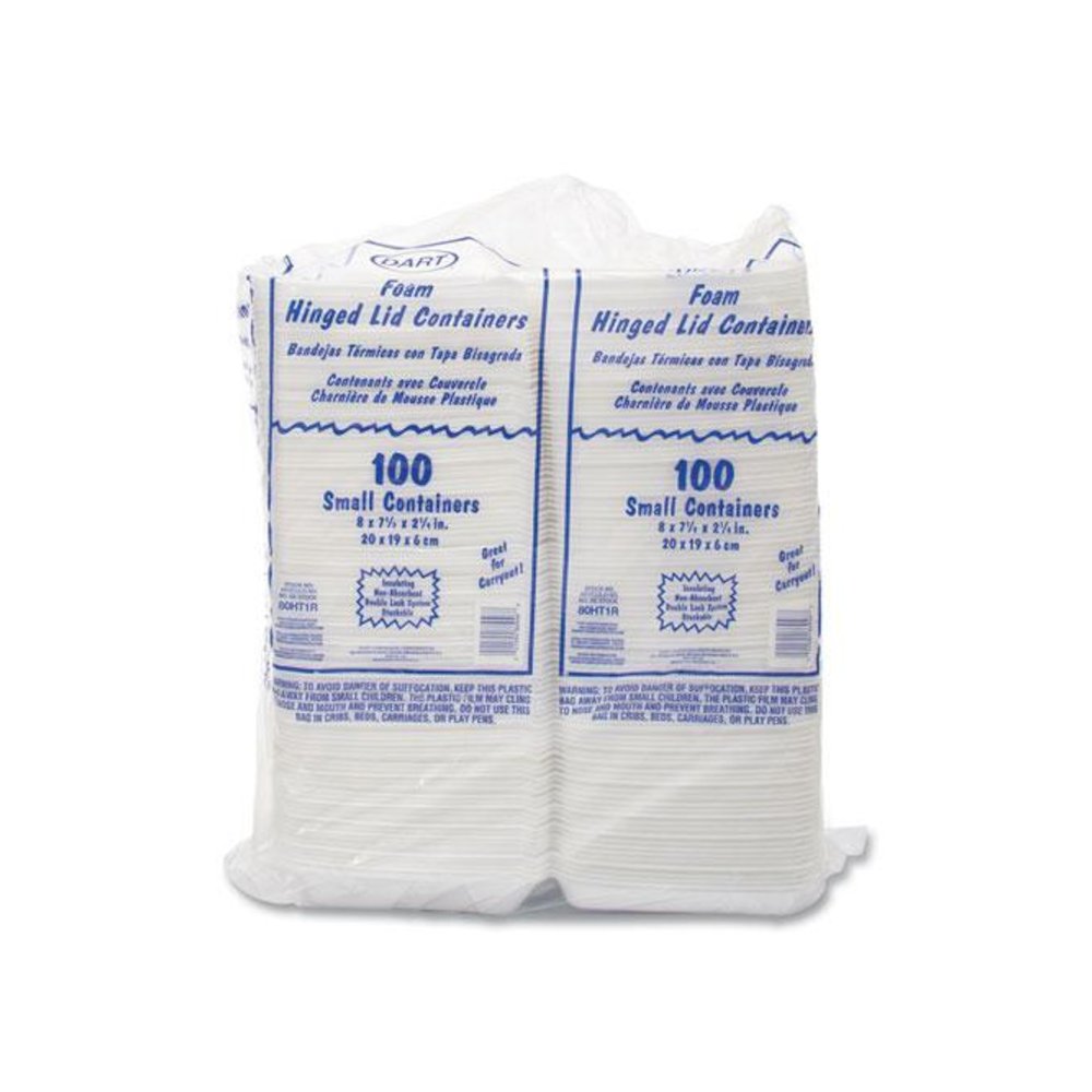 Foam Hinged Lid Containers, 7.5 x 8 x 2.2, White, 200/Carton. Picture 2