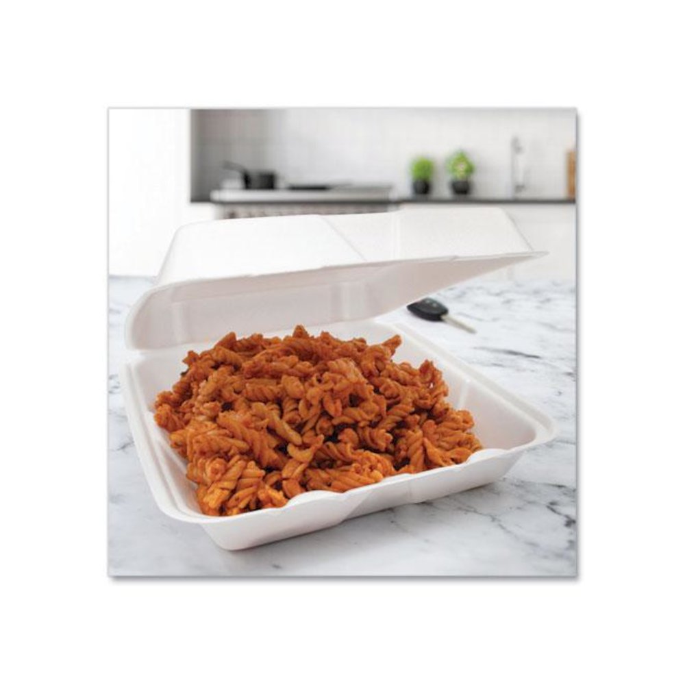Foam Hinged Lid Containers, 7.5 x 8 x 2.2, White, 200/Carton. Picture 4