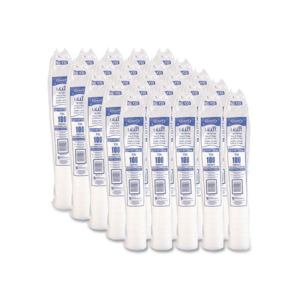High-Impact Polystyrene Cold Cups, 3.5 oz, Plastic, Translucent, 100/Sleeve, 25 Sleeves/Carton. Picture 3