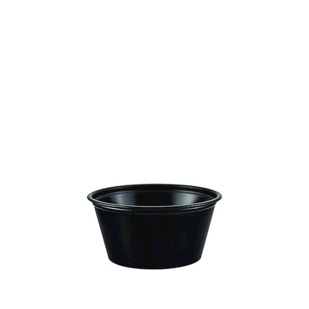 Polystyrene Portion Cups, 2 oz, Plastic, Black, 250/Bag, 10 Bags/Carton. Picture 1