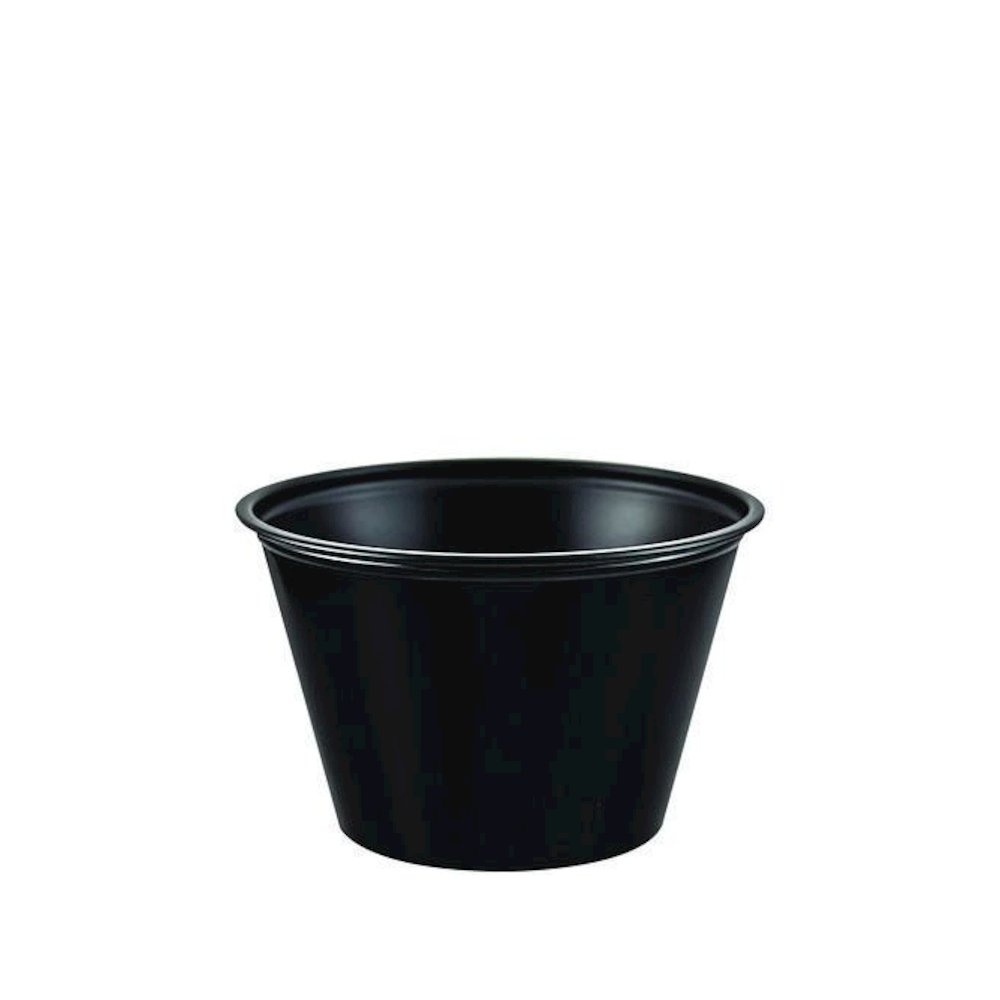 Polystyrene Portion Cups, 4 oz, Plastic, Black, 250/Bag, 10 Bags/Carton. Picture 1