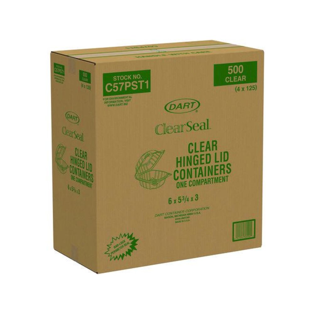ClearSeal Hinged-Lid Plastic Containers, 5.8 x 6 x 3, Clear, Plastic, 125/Pack, 4 Packs/Carton. Picture 4