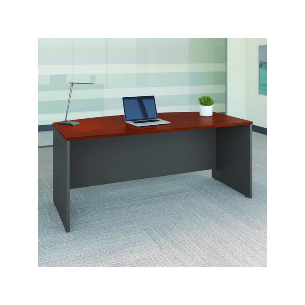 Series C Collection Bow Front Desk, 71.13" x 36.13" x 29.88", Hansen Cherry/Graphite Gray. Picture 3
