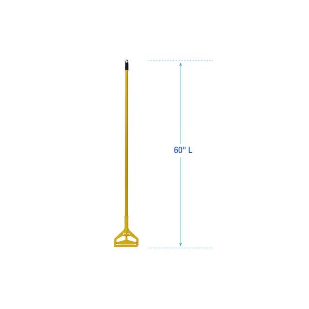 Cotton Cut End Mop Kit, #24 Natural Cotton Head, 60" Yellow Metal/Plastic Handle. Picture 2