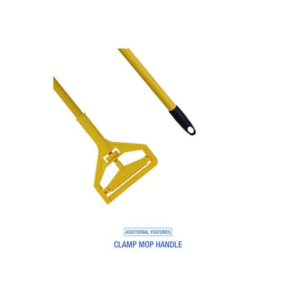 Cotton Cut End Mop Kit, #24 Natural Cotton Head, 60" Yellow Metal/Plastic Handle. Picture 3
